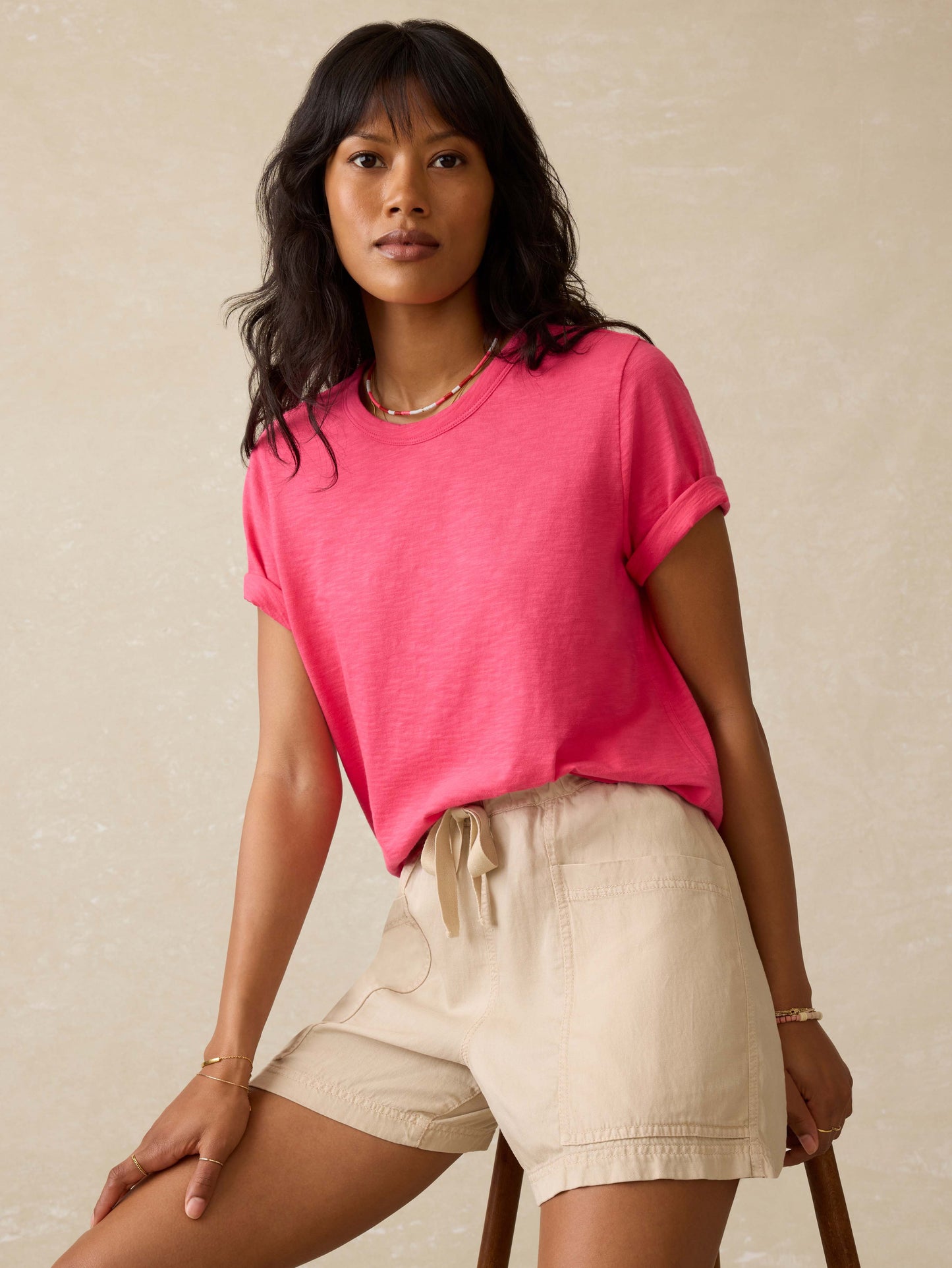 Sunwashed Regenerative Essential Tee - Pink Flambe