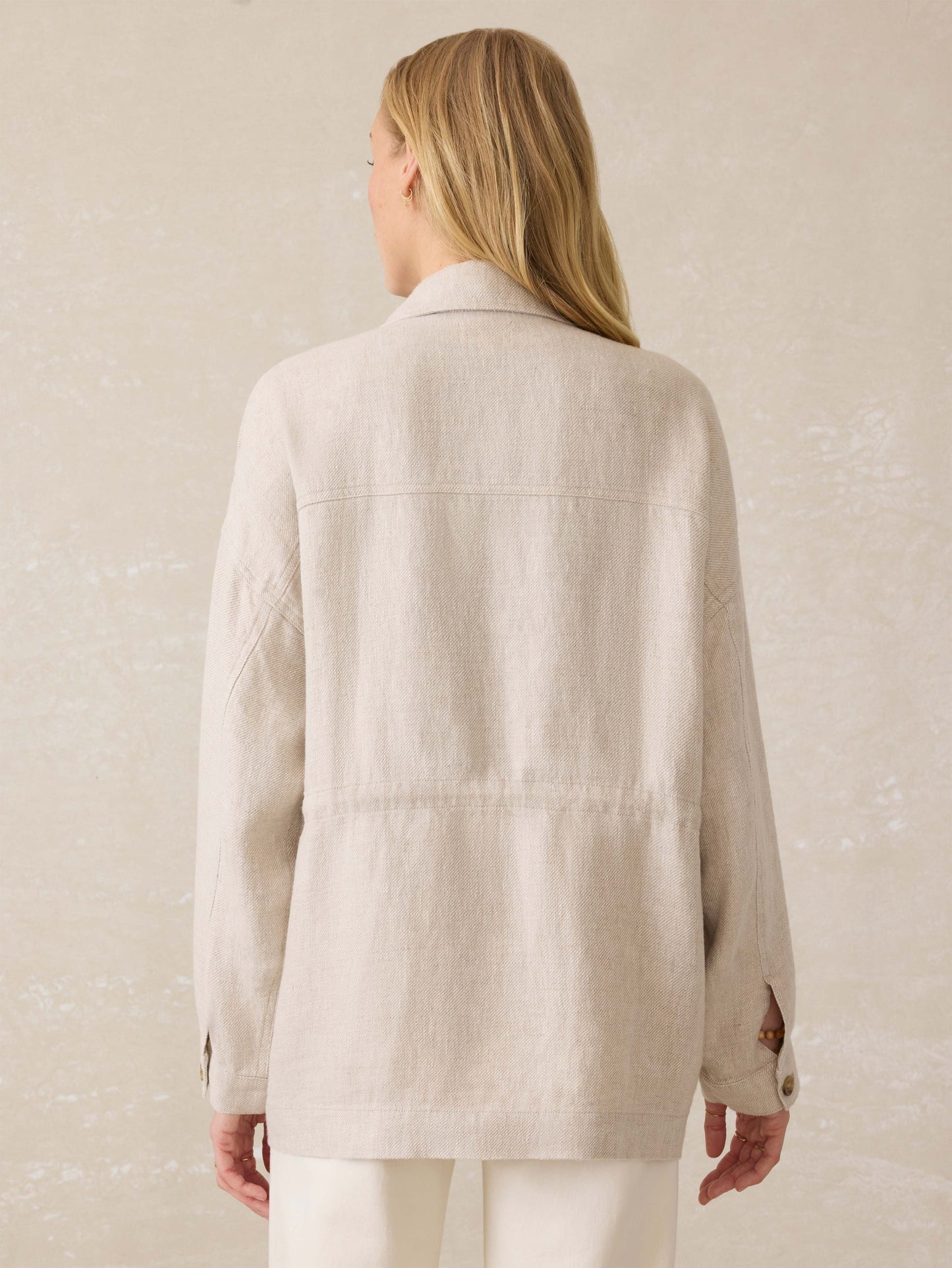 Twill Linen Utility Jacket - Flax