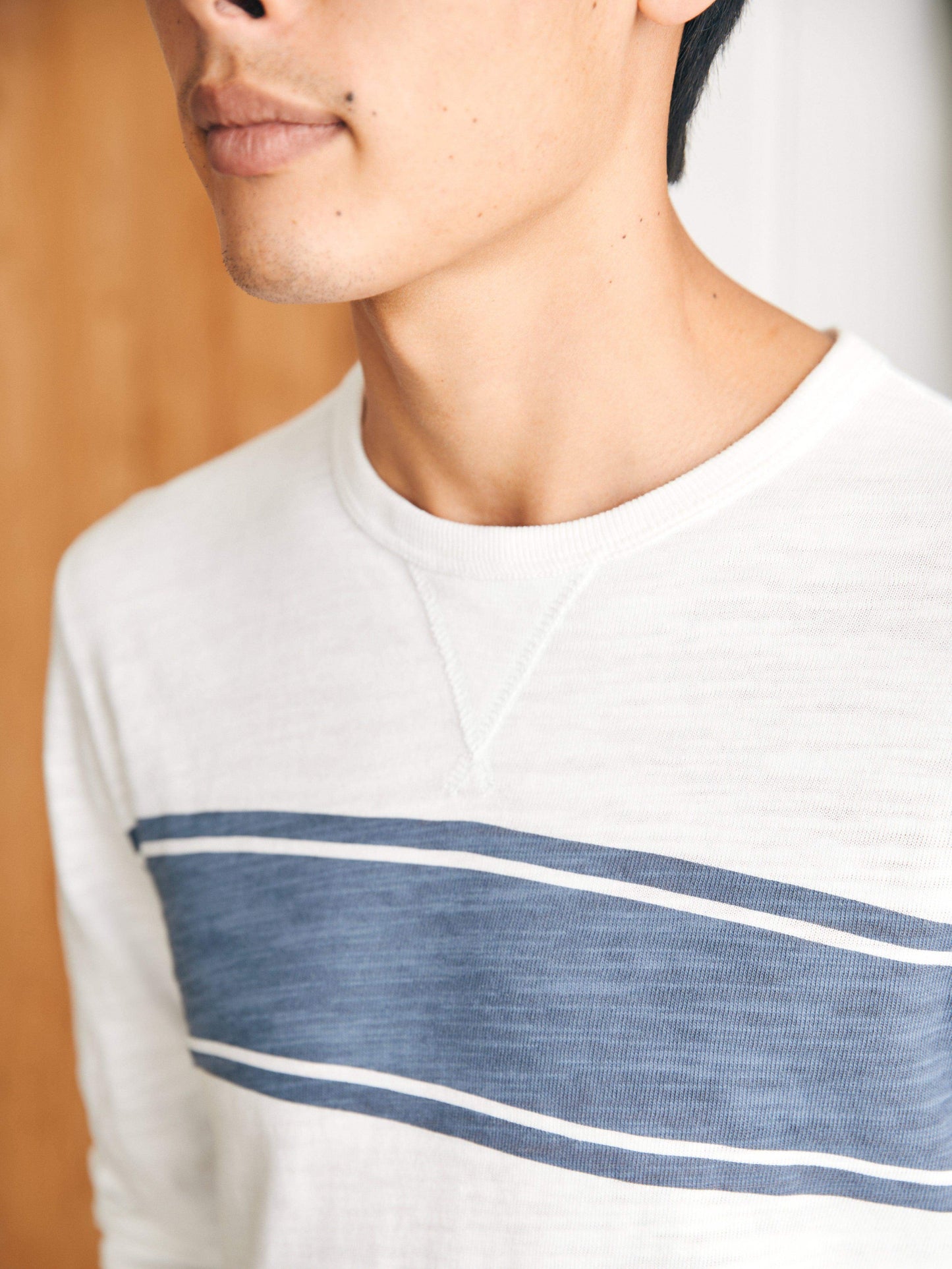 Sunwashed Slub Crew - White Surf Stripe