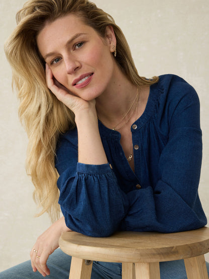 Tried \u0026 True Easton Blouse - Deep Lagoon Wash