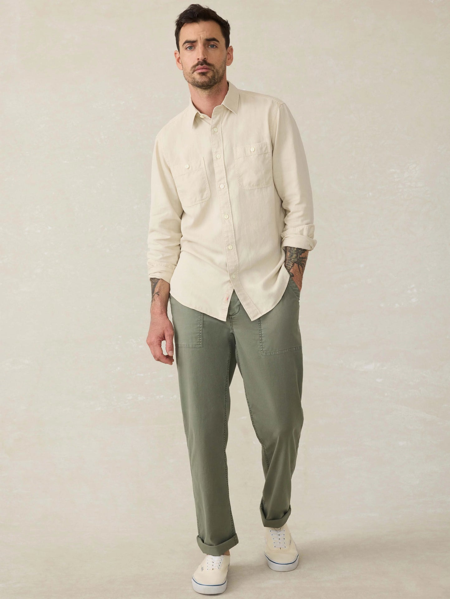 Tried \u0026 True Chambray Workshirt - Coastal Cream
