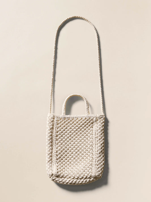 Sunwashed Macrame Crossbody - Cream