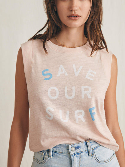 Surfrider Sunwashed Midweight Organic Muscle Tank - Peach Whip