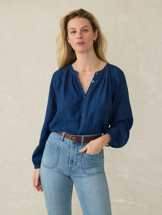 Tried \u0026 True Easton Blouse - Deep Lagoon Wash