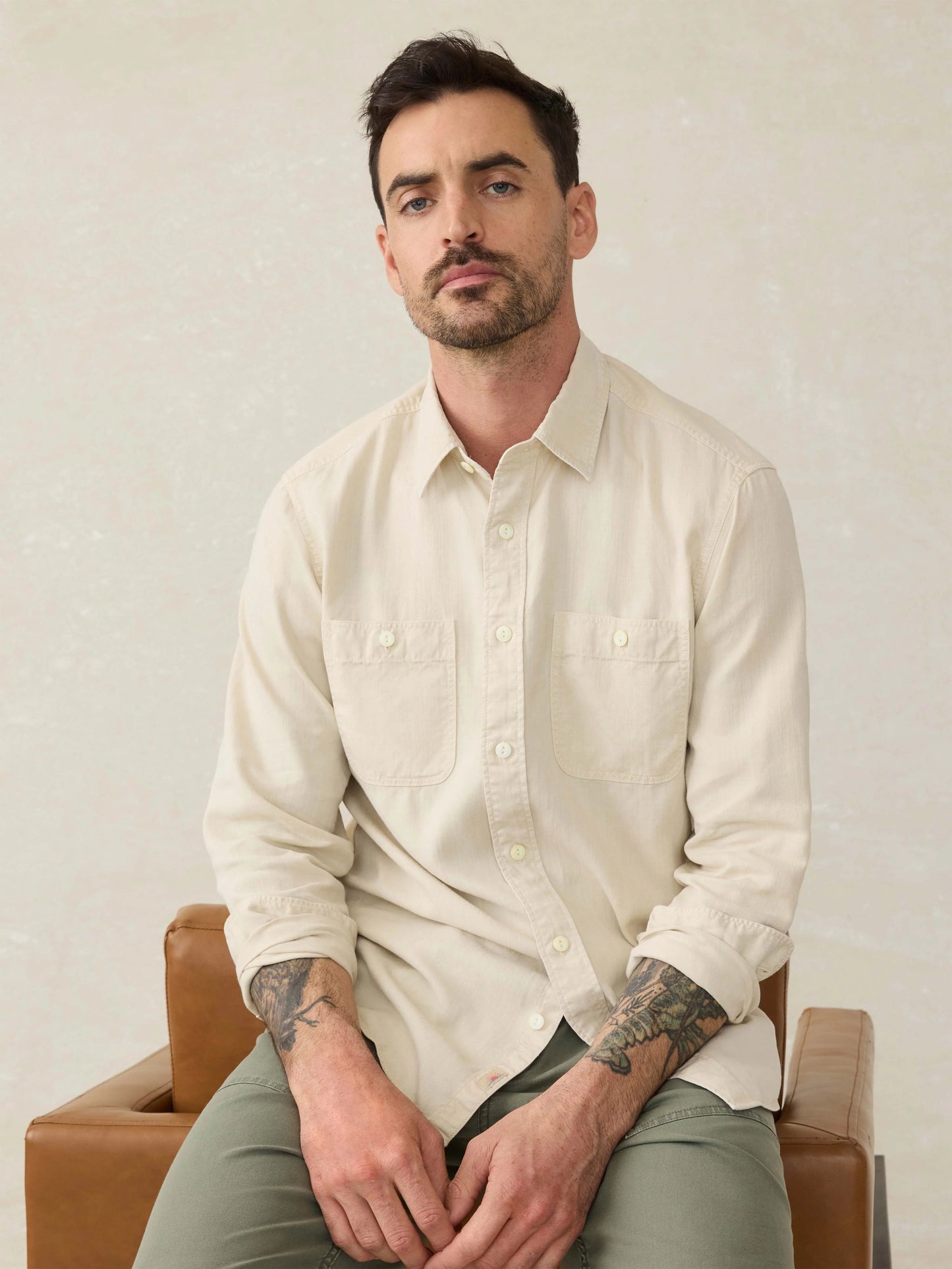 Tried \u0026 True Chambray Workshirt - Coastal Cream