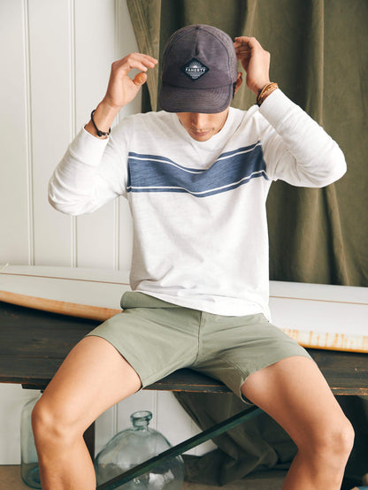 Sunwashed Slub Crew - White Surf Stripe