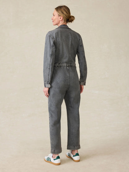 Sunwashed Denim Jumpsuit - Washed Black