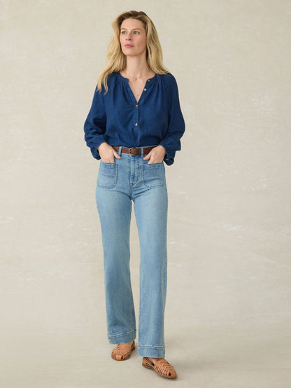 Tried \u0026 True Easton Blouse - Deep Lagoon Wash